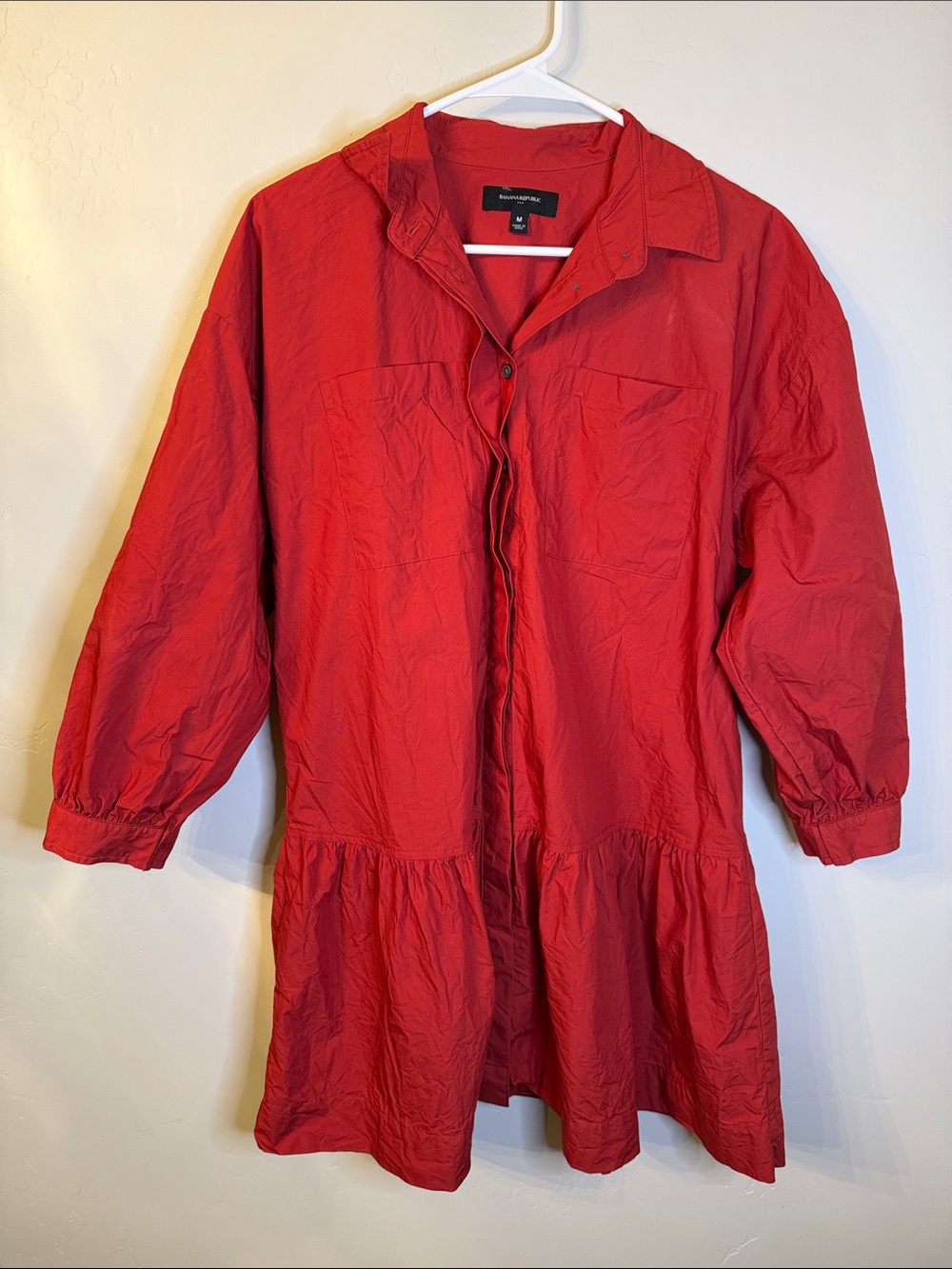 Banana Republic Bright Red Button-Front Bubble Hem Dress